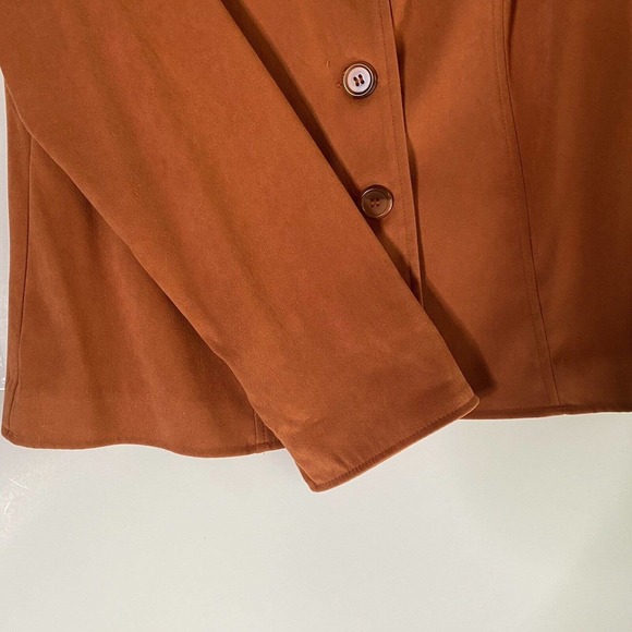 Briggs New York Shirt Blazer Womens MP Long Sleeve Rust Orange Shoulder Pads - Picture 4 of 10